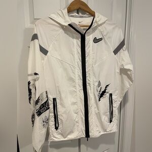 Nike White Jacket with Black Swoosh and Trim